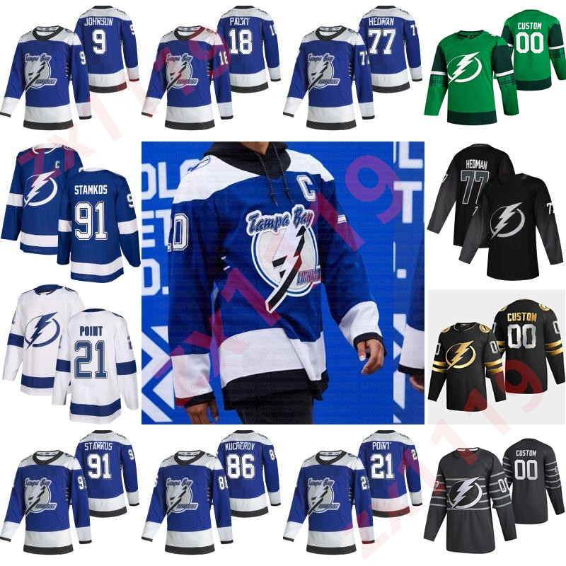 

Tampa Bay Lightning 2021 Reverse Retro Hockey Jerseys Steven Stamkos Andrei Vasilevskiy Nikita Kucherov Victor Hedman Brayden Point Custom, As pic