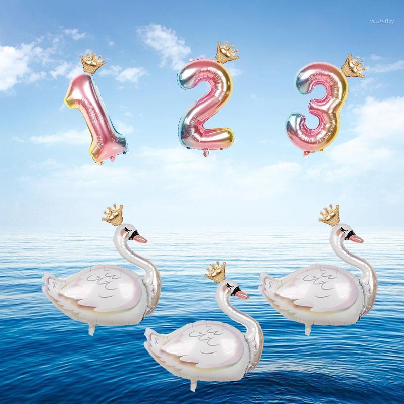 

Party Decoration Large White Swan Aluminium Foil Number Balloons 32inch Digit 0-9 Birthday Wedding Decorations Kids Air Balls Baby Girl Toy