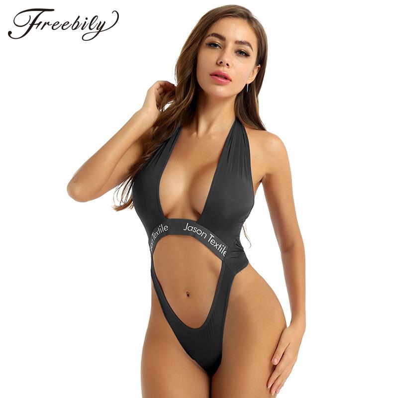 

Sexy One Piece Swimsuit Monokini Swimming Suit For Women Ultra-thin Semi-sheer Lingerie Backless Crotchless Thong Bodysuit One-Piece Suits