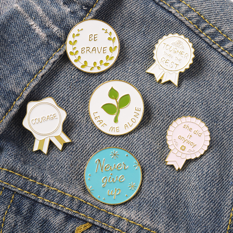 

Brave Badge Enamel Pins Encourage Quote Button Bag Hat Backpack Brooch Lapel Pin Gifts for Women Girls Plant Lady