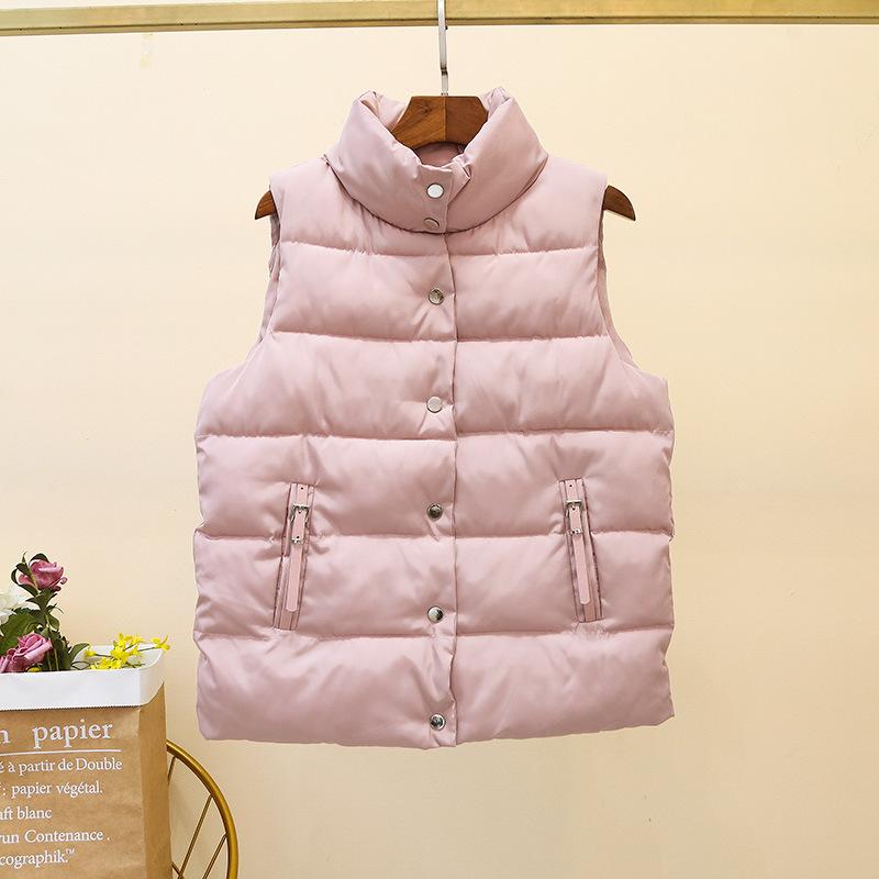 

Women's Vests Winter Women Cotton Down Vest Warm Sleeveless Loose Waistcoat Casual Stand Collar Short Female Padded Jacket Outerwear, Black;white