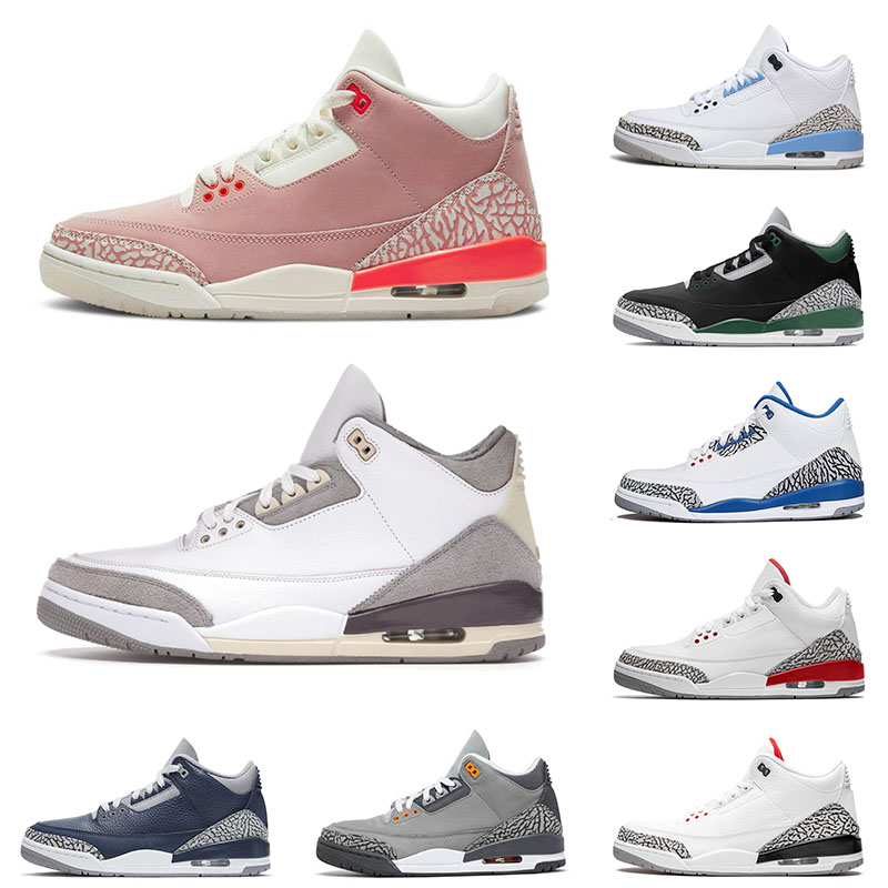 

High Quality Mens 3 Basketball Shoes Jumpman 3s Pine Green Fragment Racer Blue Rust Pink Cool Grey Laser Orange Outdoor Women Trainers Sneakers, C40 true blue 40-47