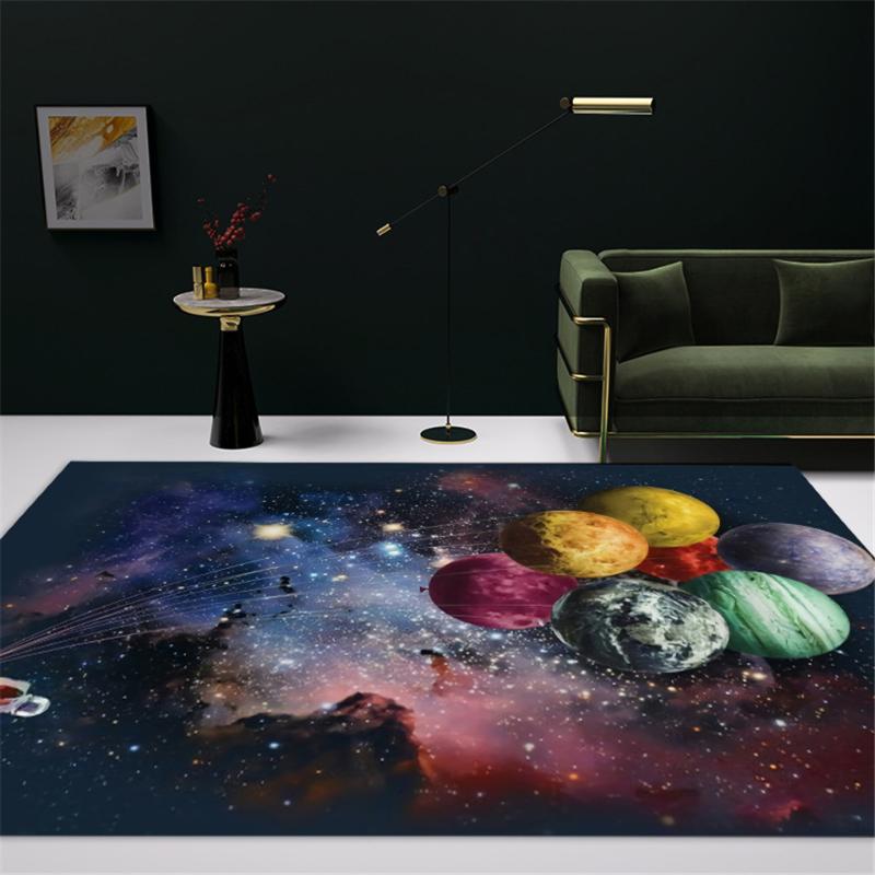 

Carpets 2021 Universe Star Sky 3D Carpet Coffee Table Rug Living Room Space Planet For Children Bedside Mat Bedroom Washable