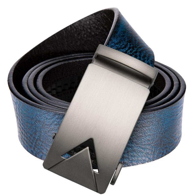 

Blue Leather Belt Men Male Genuine Men's Automatic Buckle Casual Designer Cowboy For Jeans Belts, Black;brown