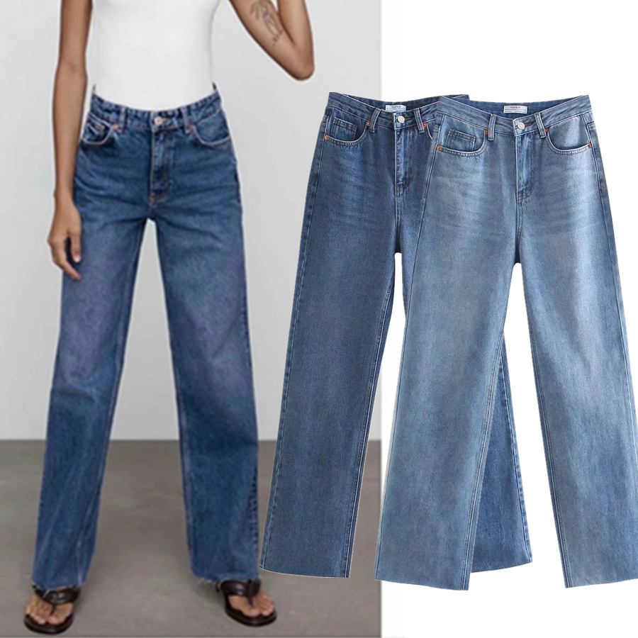 

England Style Vintage Mom Jeans Woman High Waist Jeans Loose Burrs Boyfriend Jeans For Women Denim Wide Leg Pants 6xl, Blue