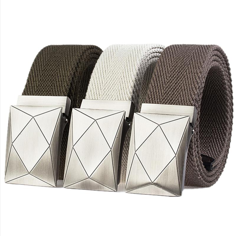 

Fashion Belt For Men Automatic Canvas Buckle High Quality Nylon Outdoor Tactical Waist Women Belts, Black;brown