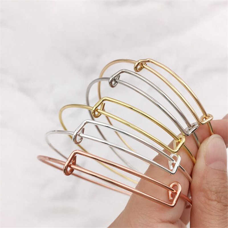 

10pcs 70mm Adjustable Wire Blank Bangle Bracelet Expandable Bangle Bracelet for Handmade Jewelry Diy Bracelet Making Accessories Q0719