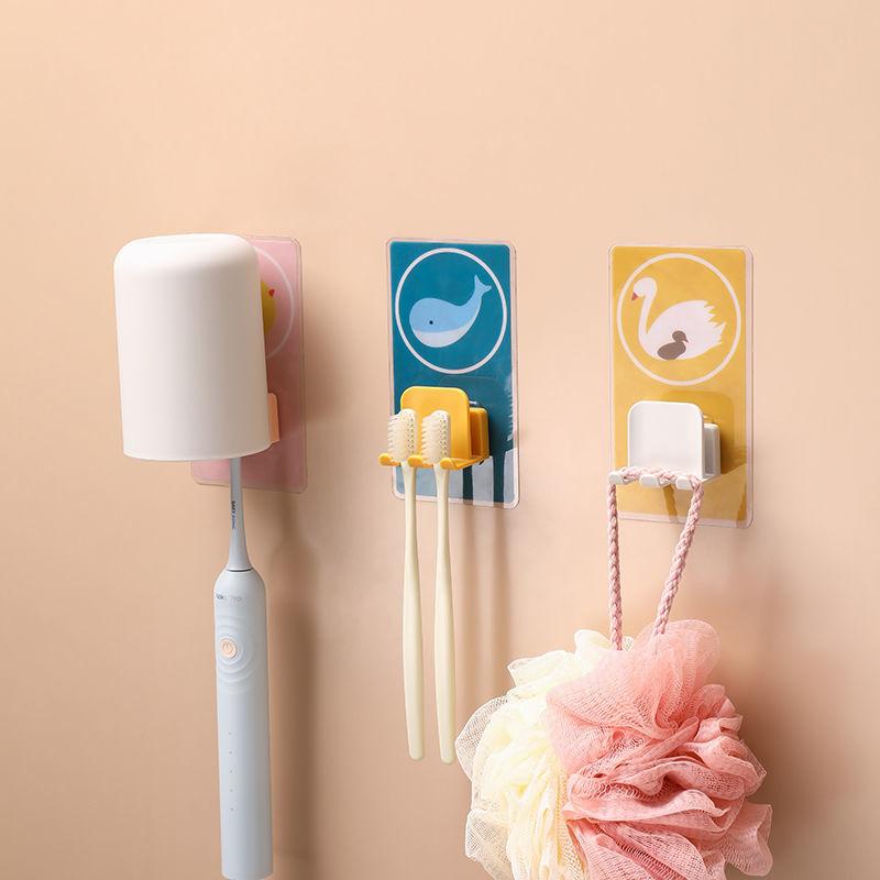 

Hooks & Rails Toothbrush Rinse Cup Shelf Hanging Rack Bathroom Non-perforated Wall Mounted