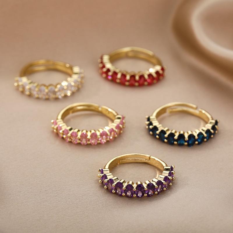

Cluster Rings Vintage Luxury Geometric Open Adjustable Zircon For Women Engagement Wedding Party Accessories Sweet Jewelry Bijoux Femme, Golden;silver