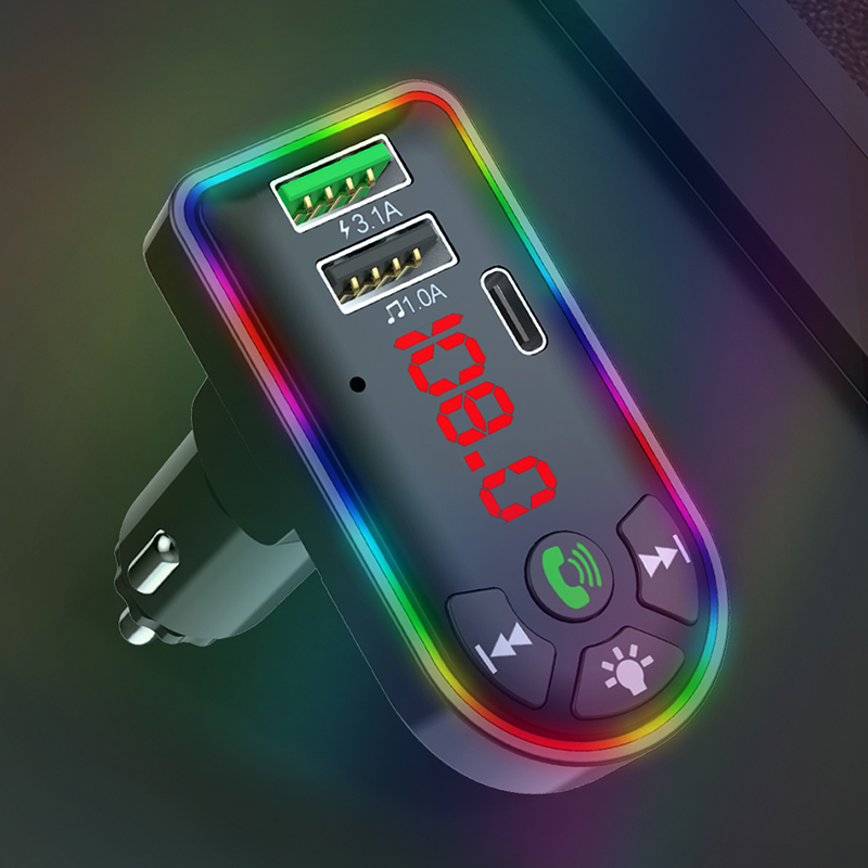 

Car Bluetooth FM Transmitter F7 Colorful LED Backlight Wireless Adapter Hands Free MP3 Player PD + 3.1A Dual USB Charger