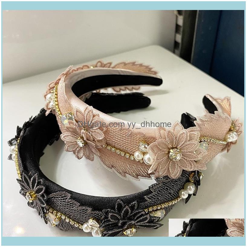 

Barrettes Jewelry Jewelrywide-Sided European And American Fashion Fabric Ladies Hair Bands Pearl Flowers Simple Personality Fresh Travel Str