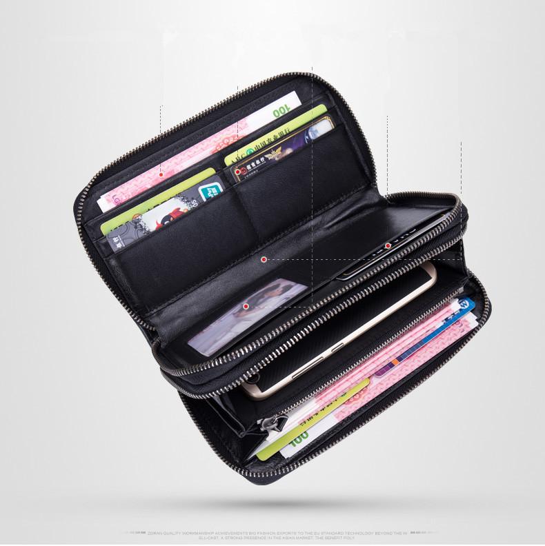 

Wallets Sheepskin Woven Wallet Genuine Leather Double Zipper Bag Male And Female Large Capacity, Red;black