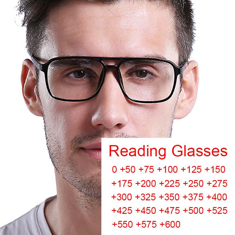 

Sunglasses 2021 Square Anti Blue Light Finished Reading Glasses Men Prescription Hyperopia Eyeglasses Female Double Beam 0 To +6.0, White;black