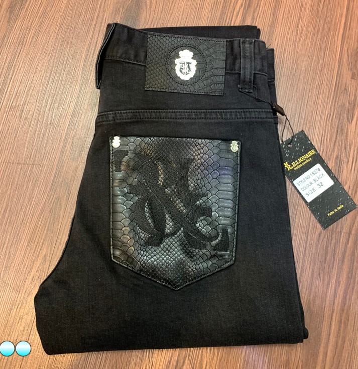 

Bil*ion*ire Italian Couture jeans 2021 spring and summer new thin casual embroidery elastic, Black