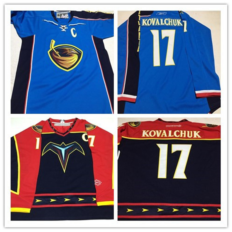 

Custom Men's 2001 Vintage 17 Ilya Kovalchuk Jersey Atlanta Thrashers KOHO Hockey Jerseys 2007-08 Blue Ice Size S-5XL, Red
