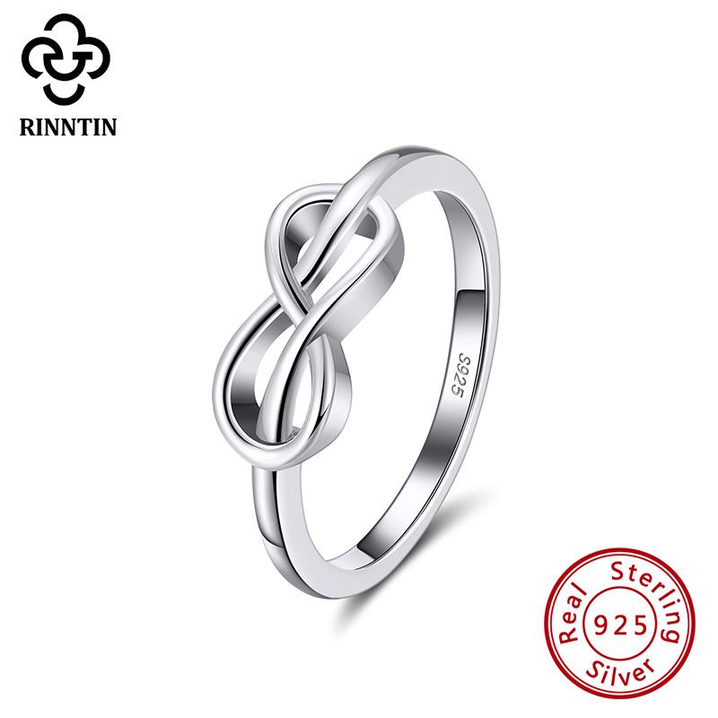 

cluster rings rinntin 925 sterling silver infinity love ring for women elegant korean finger eternity band jewelry gift sr239, Golden;silver
