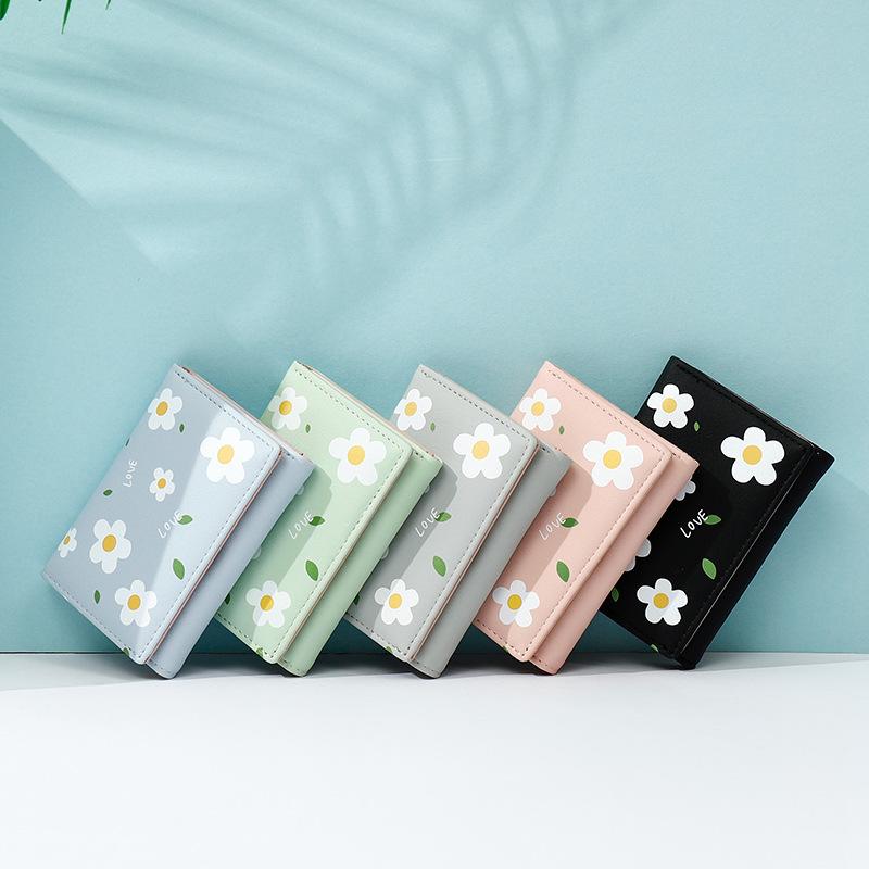 

Wallets Printed Small Daisy Wallet Women's Short Three-Fold Fashion Fresh, Black