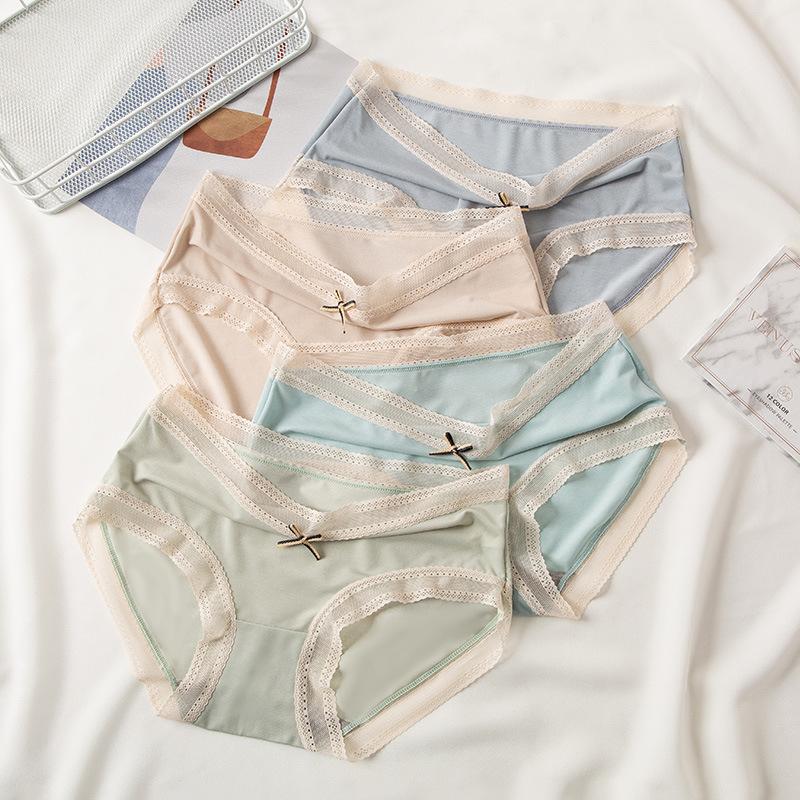 

Women's Panties Summer Japanese Girl Ice Silk Nude Underwear Lace Sexy Breathable Seamless Women, Light pink
