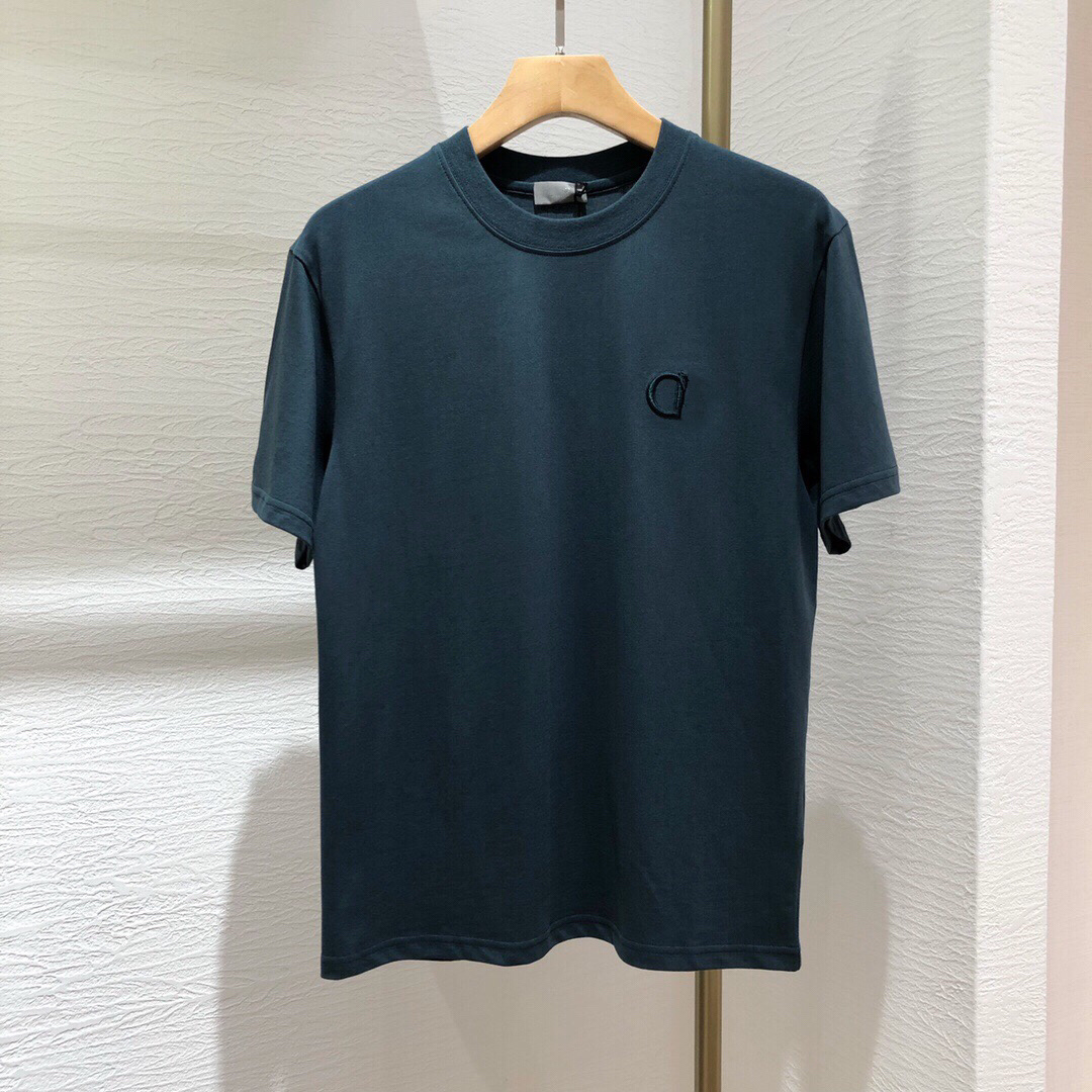 

21SS early spring letter Short sleeve Tee Men Women High Street Fashion paris velvet T-Shirts Summer Breathable Tee zdld0326., Green