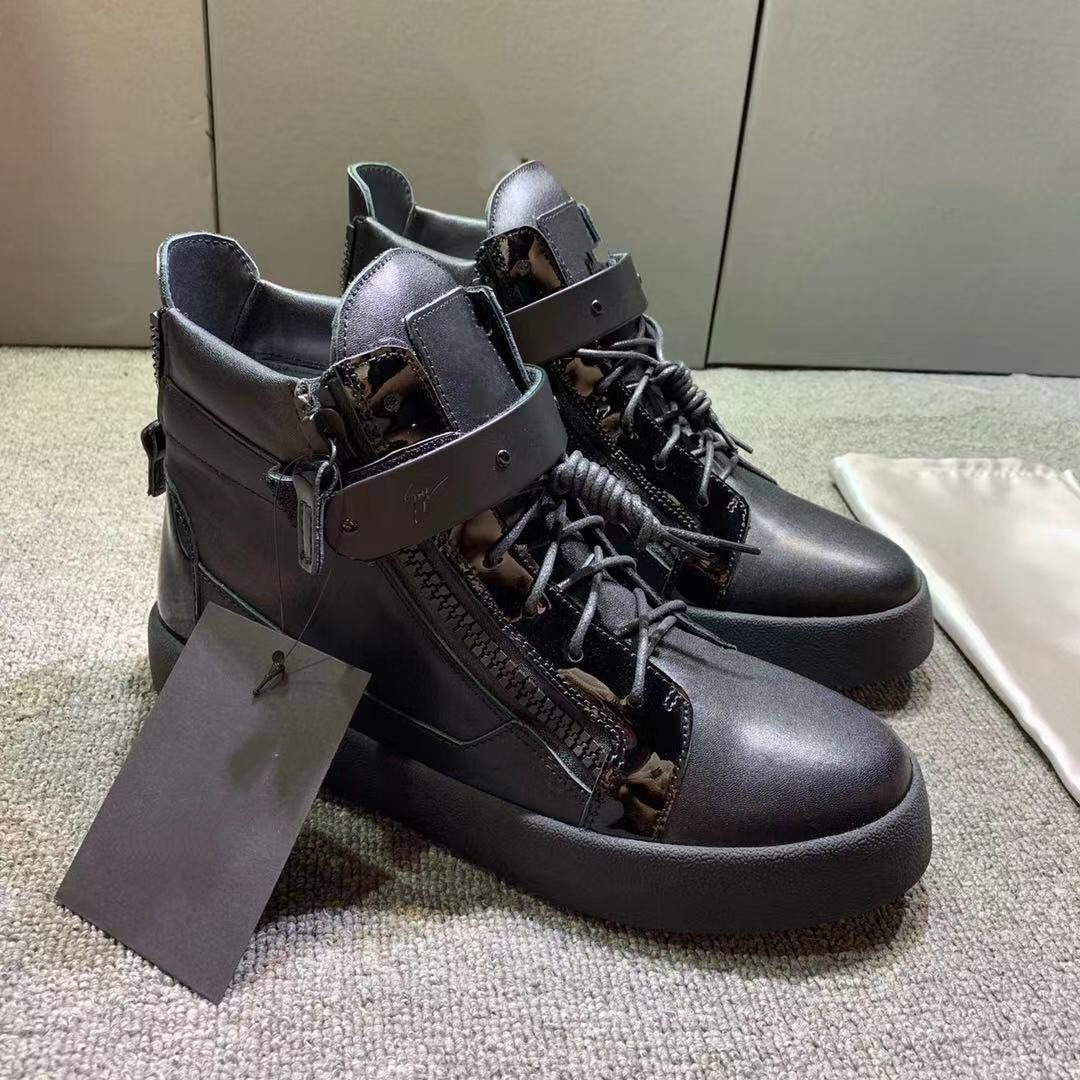 

Men And Women Genuine leather Fashion Sneakers crocodile alligator double side zipper Metal decoration Flat shoes size 35-46 mkj0002