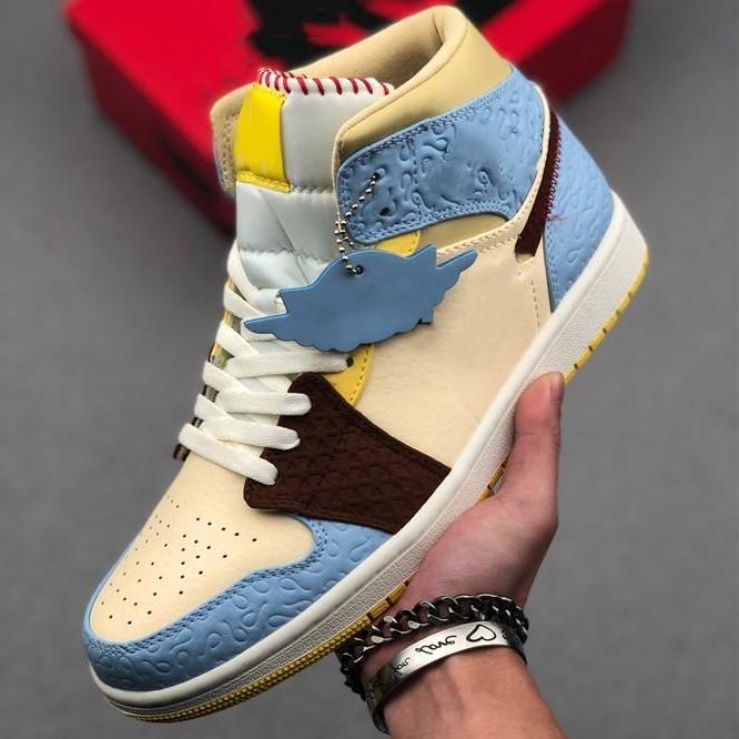 

Shoes Jumpmen 1 Mid Fearless Maison Chateau Rouge CU2803 PALE VANILLA CINNAMON designer sneaker Schoenen, #1