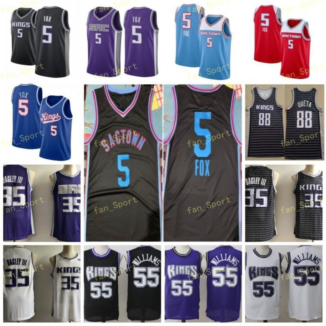 

City Earned Edition DeAaron 5 Fox Basketball Jerseys 88 Queta Marvin 35 Bagley III Chris 4 Webber Jason 55 Williams Men Stitched Size S-3XL, As