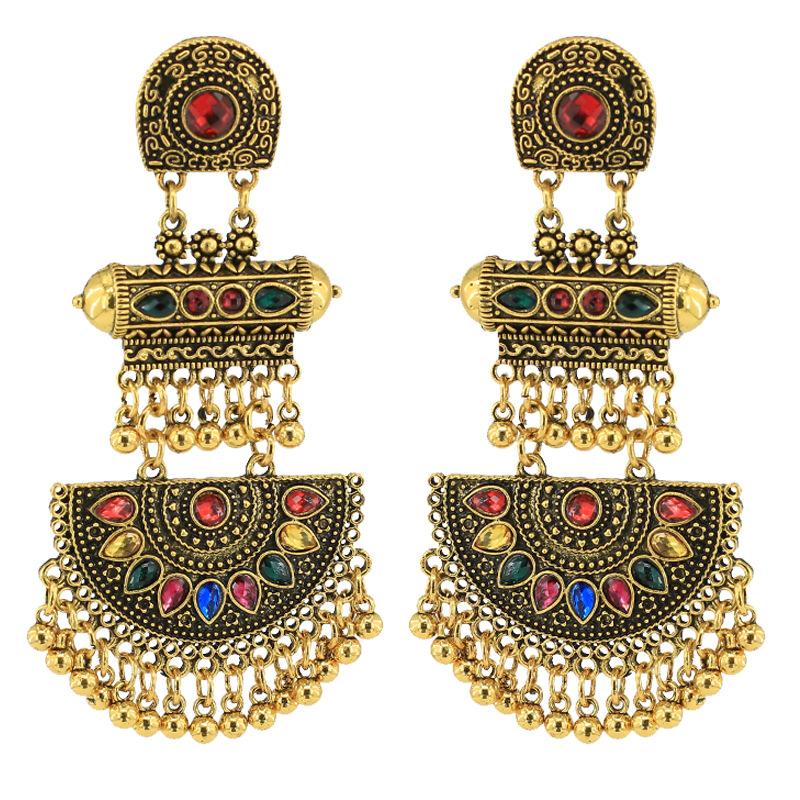 

Dangle & Chandelier Ins Gold Handmade Beads Geometric Nepal Thailand Piercing Vintage Earrings Korean Fashion Party Jewelry Bijoux Ea