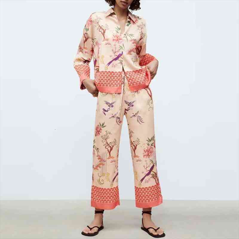 

za suit suits amp womens pants 2 piece fashion retro elegant print casual street chic youth party, White