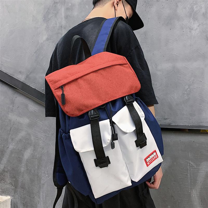 

Backpack Multi-pocket Cargo Men Simple Unisex Student School Bag For Women High Quality Travel Backpacks Laptop Bags Mochilas, Frog pendant