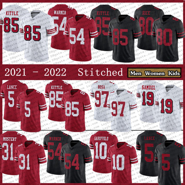 

85 George Kittle 5 Trey Lance Mens Women Youth Football Jersey 54 Fred Warner 97 Nick Bosa 99 Javon Kinlaw Niners 80 Jerry Rice 19 Deebo Samuel 10 Jimmy Garoppolo, My store(lzyhome)