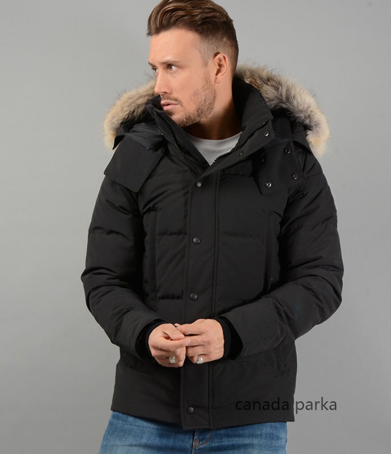 

Men Winter Fourrure Down Manteau Veste Homme Outdoor Jassen Outerwear Big Fur Hooded Goose Jacket Coat Hiver Wyndham Parka Doudoune, Black with black logo