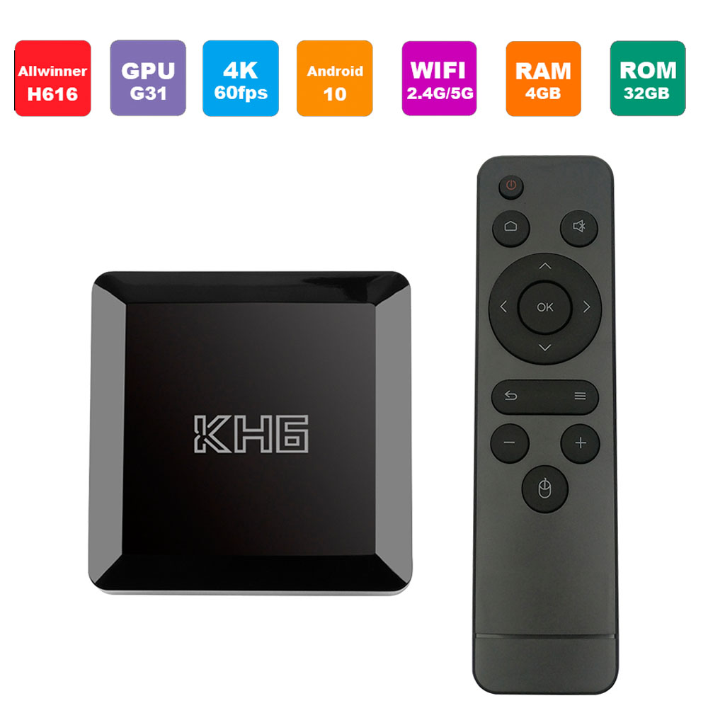 

Mecool KH6 Android 10 TV Box Allwinner H616 Android10.0 Set Top Boxes 2.4G/5G WiFi 4GB 32GB Smart Media Player 4G32G