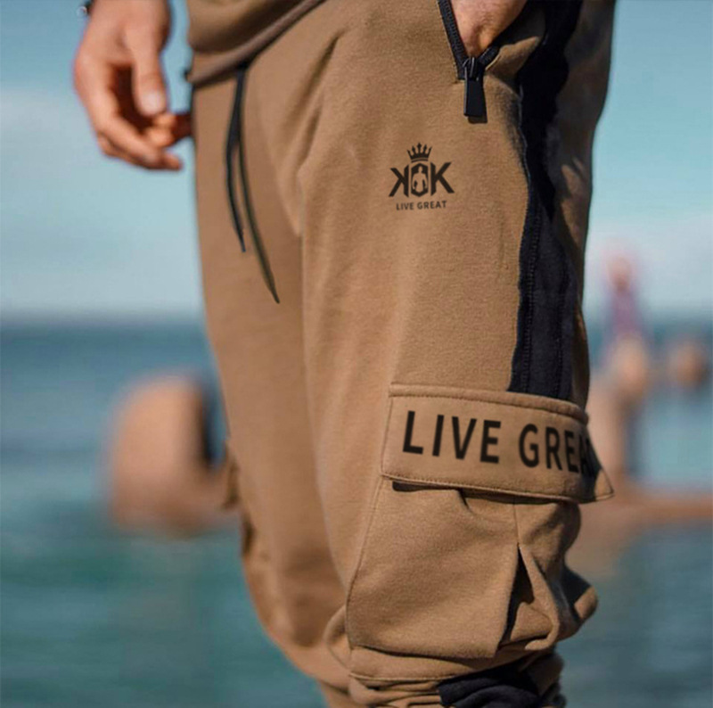 

men's pants 2021 casual trend loose hemline outdoor running, Black