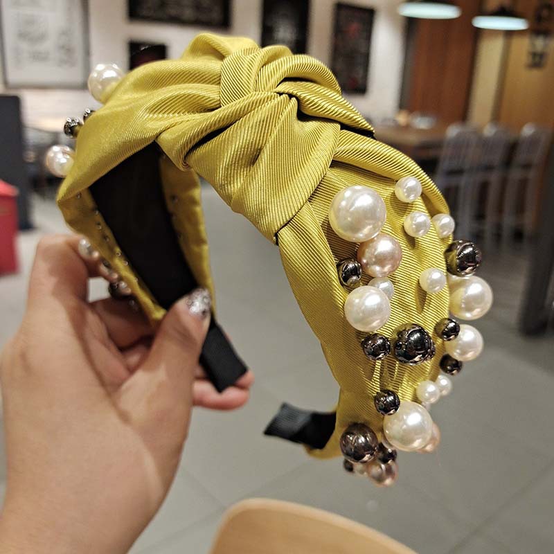 Headbands for Women Girls Fashion Wide Headband with Pearls Knot Hairband Beaded Head Accessories Great Christmas Gift 211303-image-671540522
