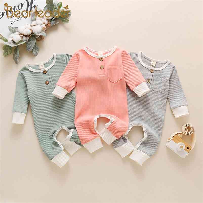 

born Baby Girls Rompers Spring Toddler Jumpsuits Solid Botton Bodysuits Children Infant Casual Clothes 210429, Ah4732grey