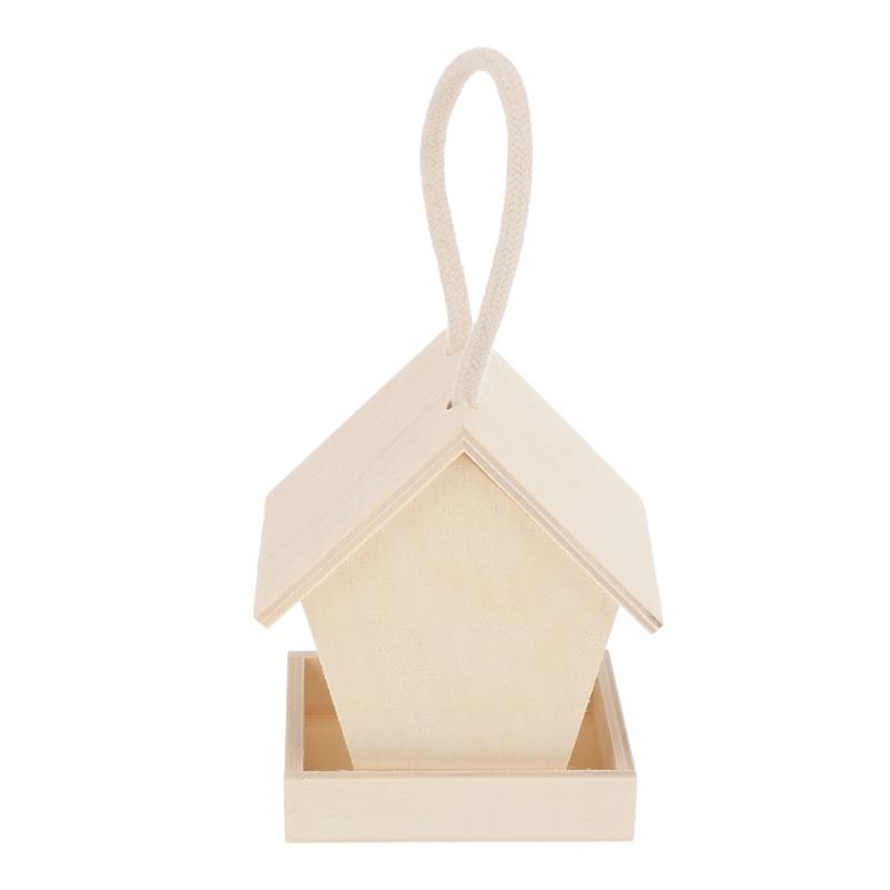 

Wooden Bird Nest House Shaped Feeder Garden Balcony Hanging Cages