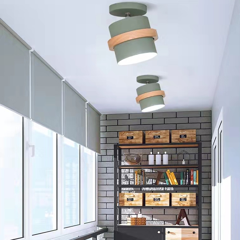 Nordic Macaron Ceiling Lights Simple Aisle Corridor Porch Decor Rotatable Balcony Wooden ceiling lamp Home Lighting Luminaires-image-742426374