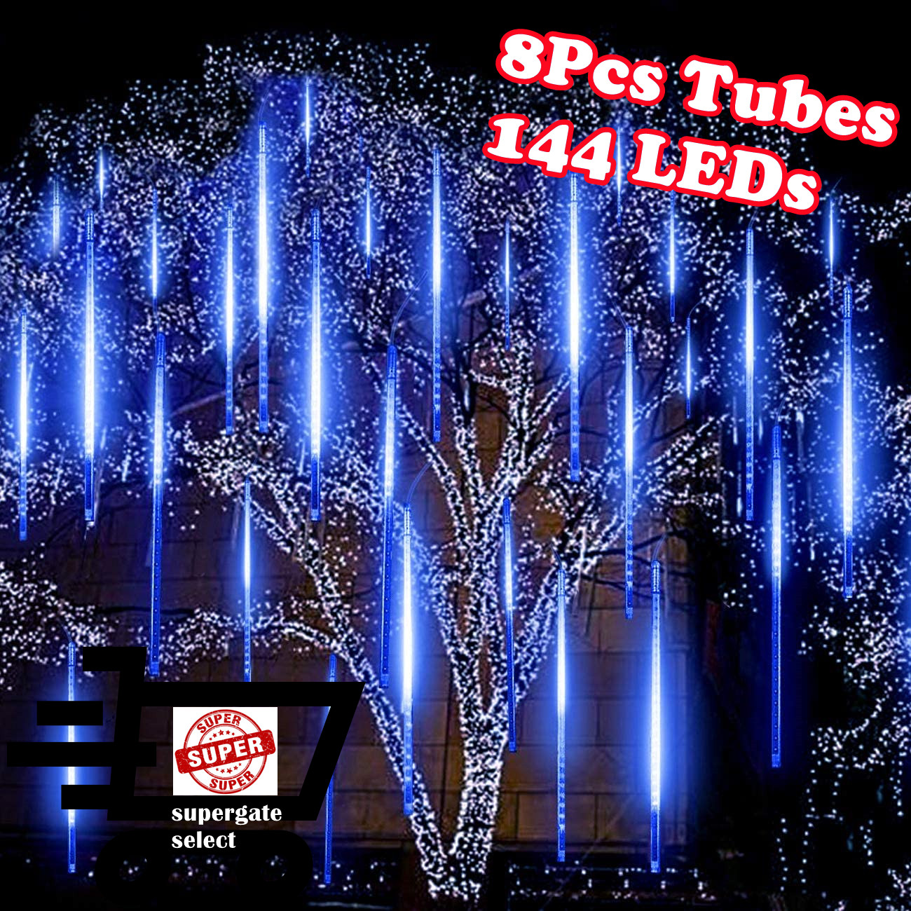 

LED Meteor Shower Rain Lights 30cm x 8 Outdoor Waterproof 144pcs LED for Christmas Tree Holiday Party Wedding Party Tree Decoration New Year Garden Patio