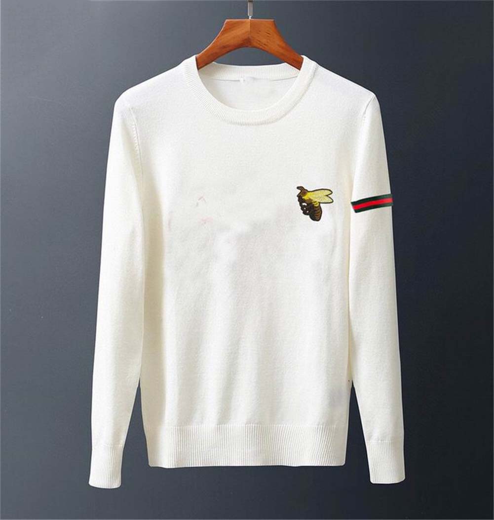 

Bee Sweater for men Sweatshirts Pullover Long Sleeve Shirts stripe fashion clothing embroidery letter man hoodie White Sweaters -3XL, White;black