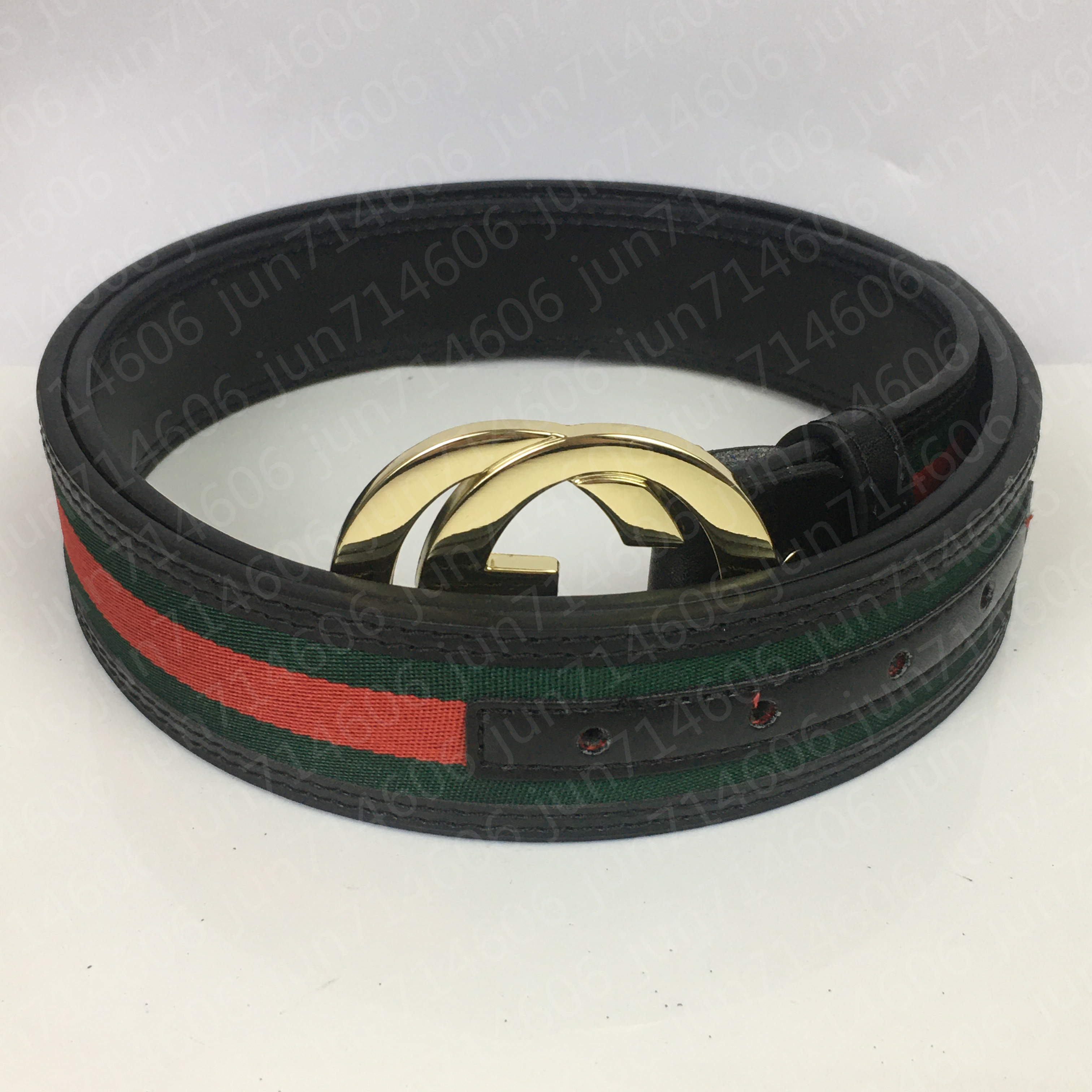 

Men's wear designer belt black and red high quality fashion 3.8cm large gold with pearl buckle belts + original box, With box