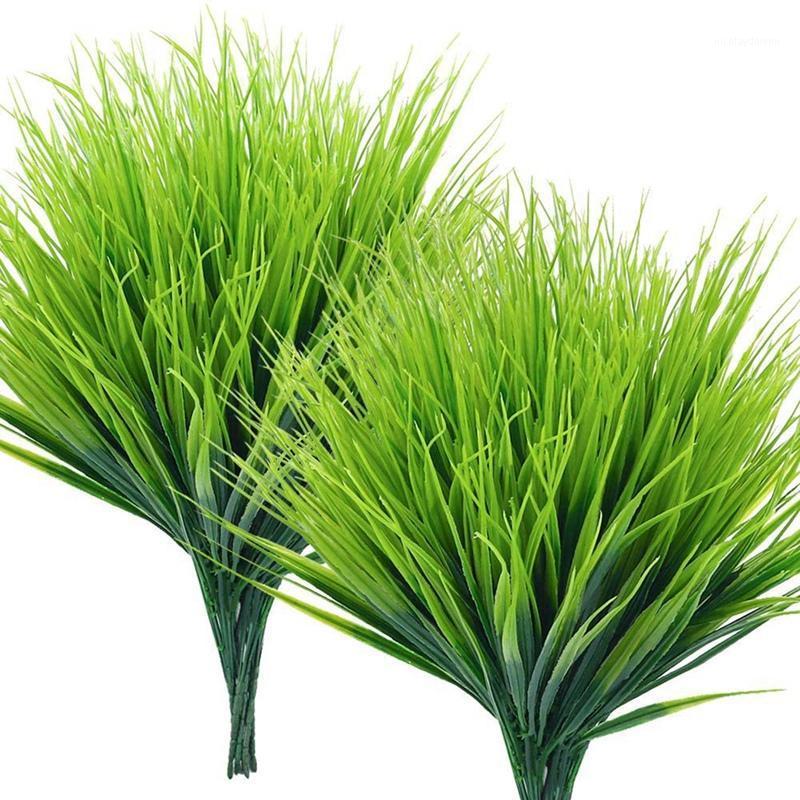 

Decorative Flowers & Wreaths 15 Bunches Of Artificial Wheat Grass And Fake Green Plastic Shrubs For Indoor Outdoor Window Garden Decoration