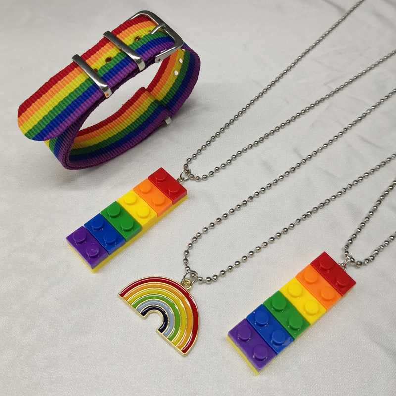 

Rainbow Gay Pride Transgender Intersex Asexual Love Is Bisexual Pansexual Charm Pendant Bracelet Necklace Chains, Silver