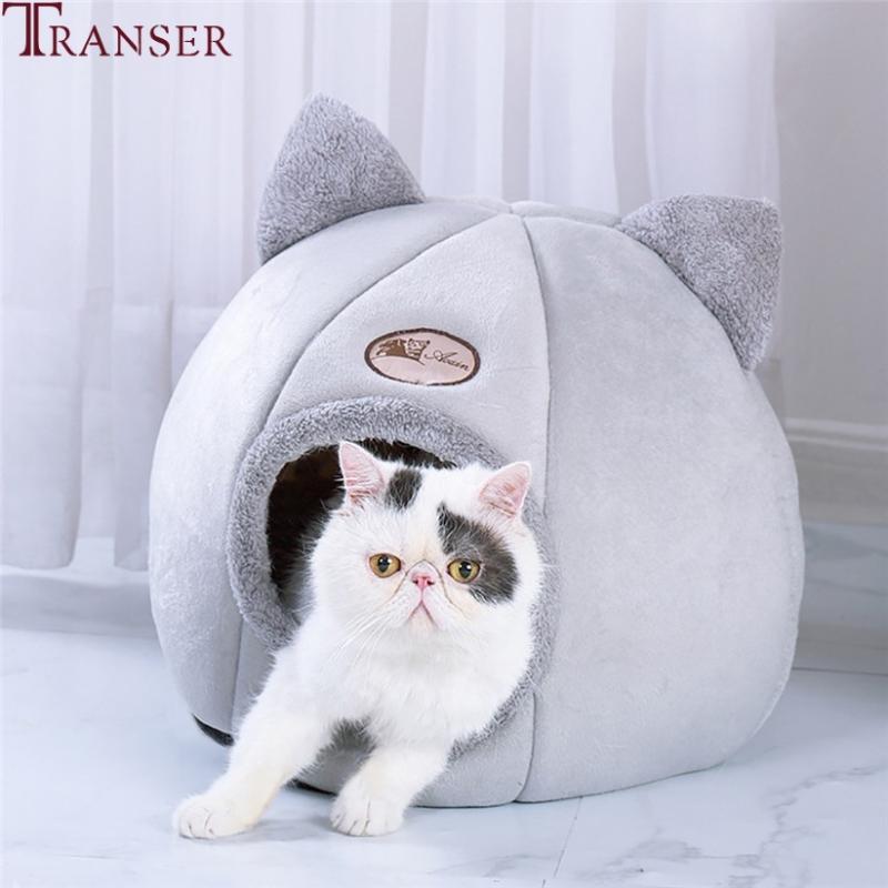 

Transer Cat Ear Pet Puppy House Round Dog Cats Sleeping Beds Warm Plush Mat Indoor Home Use Comfort Kennel Nest 912 Kennels & Pens