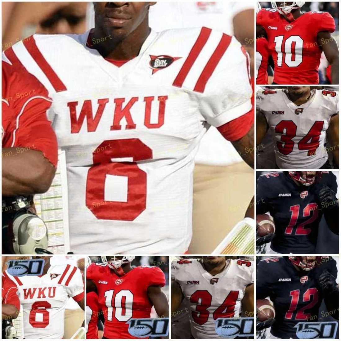 

Custom 2021 Western Kentucky Hilltoppers WKU Football Jersey NCAA College Tyrrell Pigrome Tinsley Ty Storey Steven Duncan Gaej Walker Malone, As