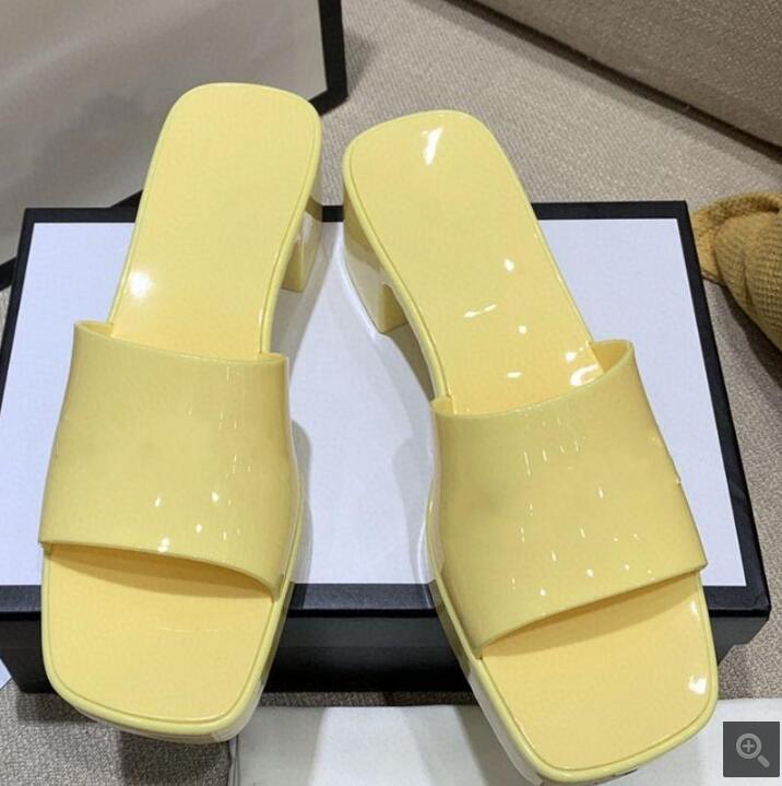 

hfl30 hi-top women Paris Design Summer heel Sandals Beach Slide Slippers Lady Print Leather Solid Color