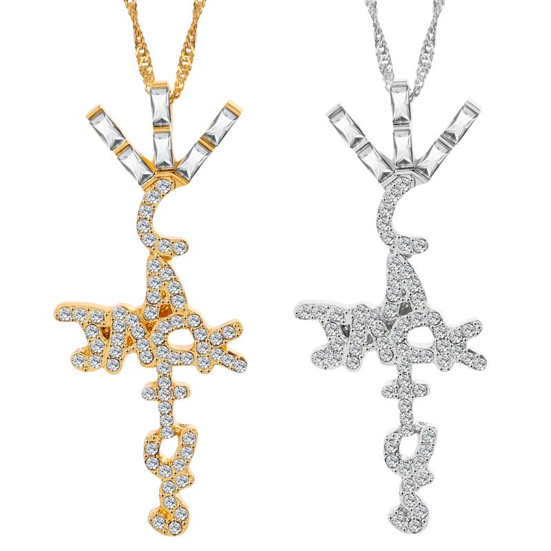 

Fashion Cactus Jack Shape Pendant Necklace Hip Hop Gold Crystal Cubic Zirconia Chain Women Accessories Jewelry Party Gifts Necklaces