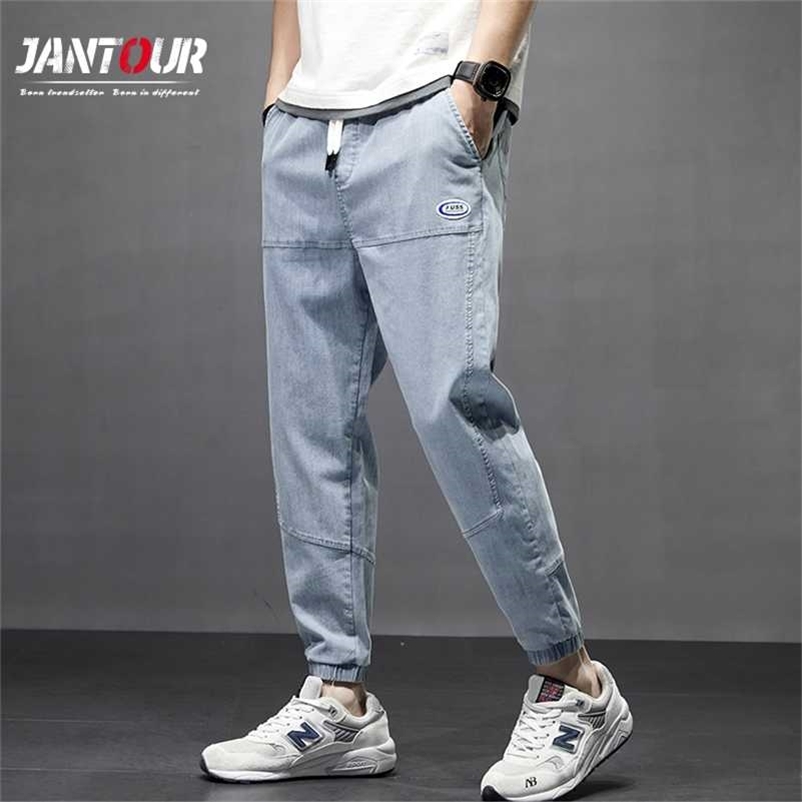 

Jantour Brand Autumn Winter Men's Imitate Jeans Jogger Harem Denim Thick Cargo Pants Hip Hop Harajuku Cotton Trousers Male 3 4XL 211108, Black