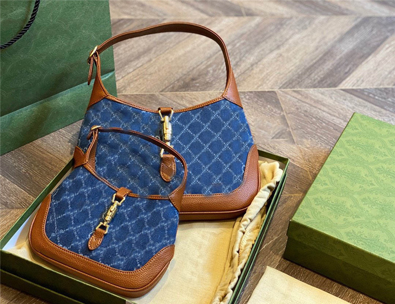 

2021 Designer Jackie 1961 Dark Blue Jacquard Denim crossbody Hobo Small White Brown Shoulder Bag