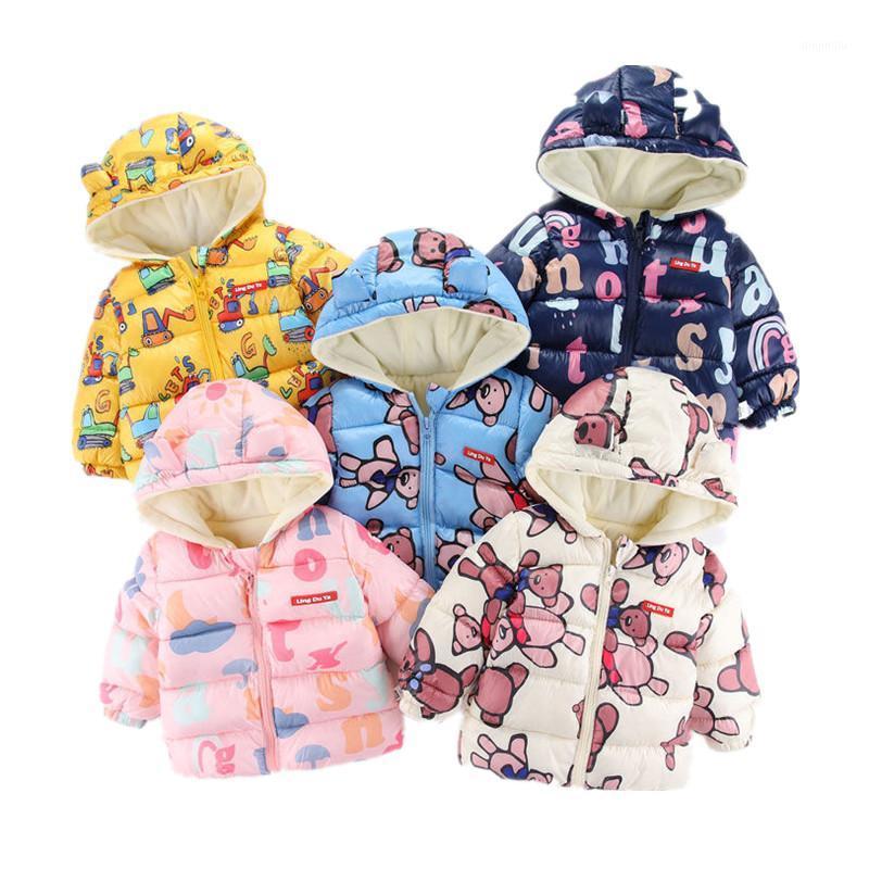 

Jackets 2021 Plus Velvet Autumn Baby Girls Warm Down Cotton Clothes For Outerwear Coat Hooded Parka Thicken Boy's Kids Winter Jacket, Blue;gray