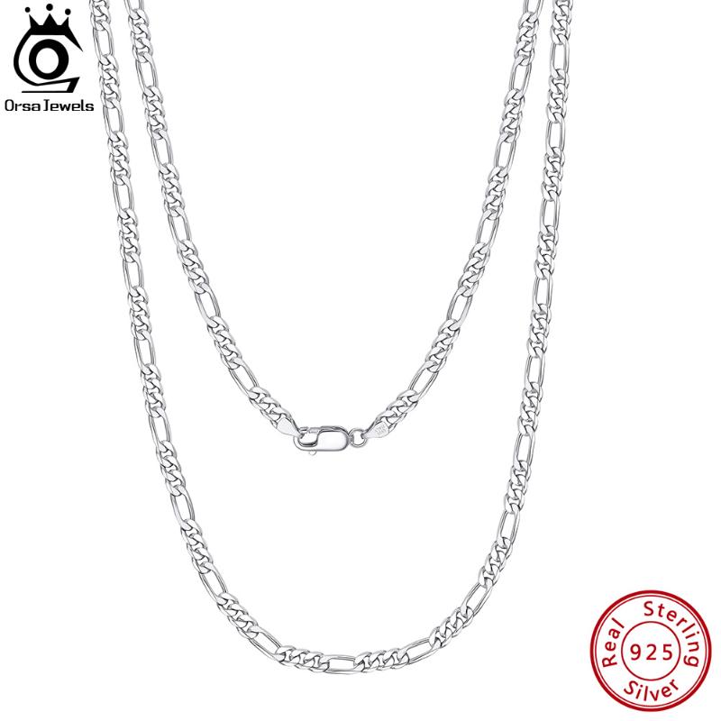 

Chains ORSA JEWELS Handmade Italian 925 Sterling Silver 5mm 7mm Diamond-Cut Figaro Chain Necklace For Men Woman Jewelry SC34